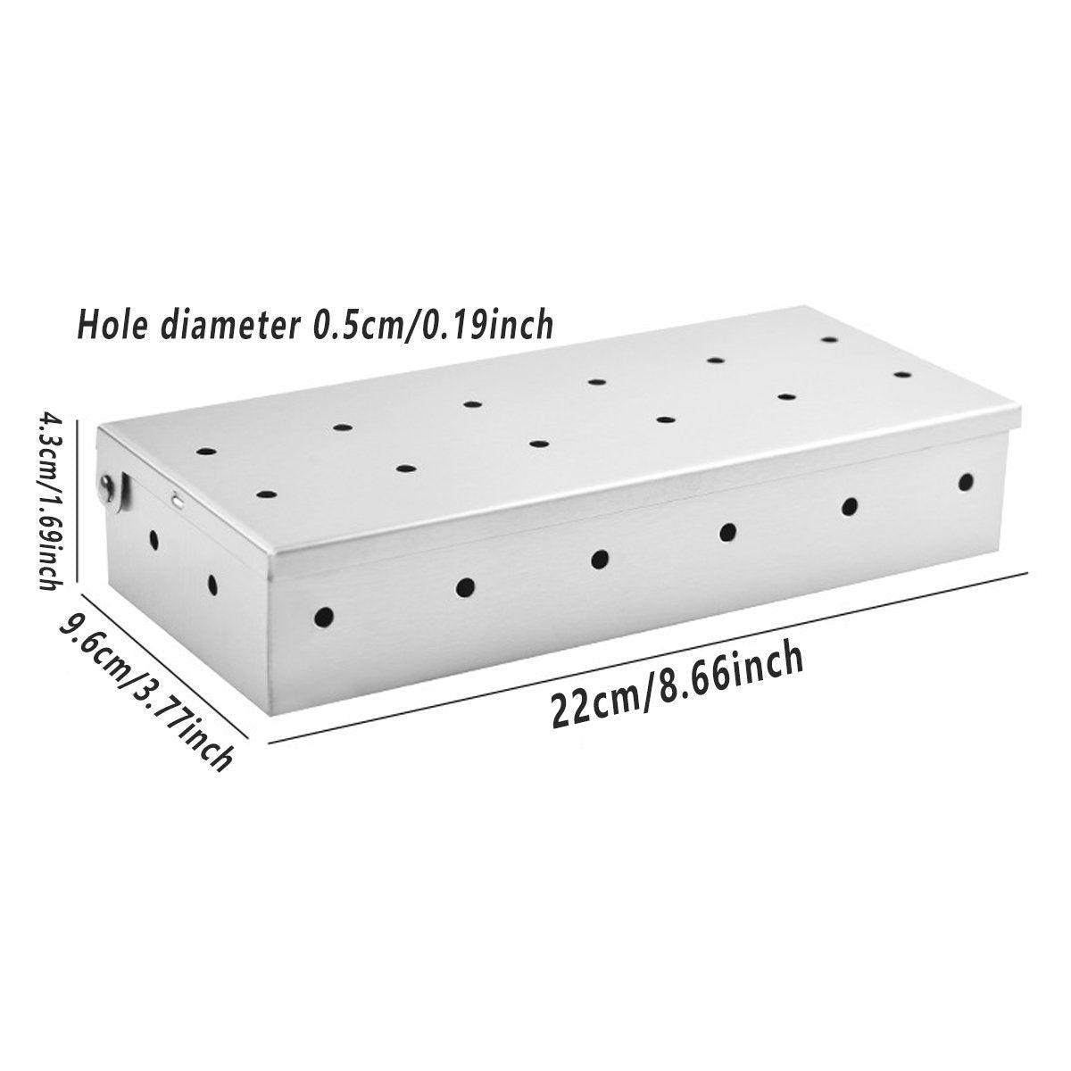 Stainless Steel Smoke Box Barbecue BBQ Smoking Wood Chip Smoker Grill Tool Box 3