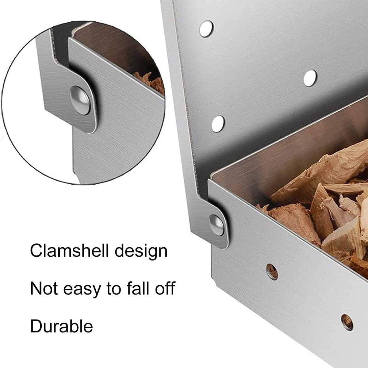 Stainless Steel Smoke Box Barbecue BBQ Smoking Wood Chip Smoker Grill Tool Box 5