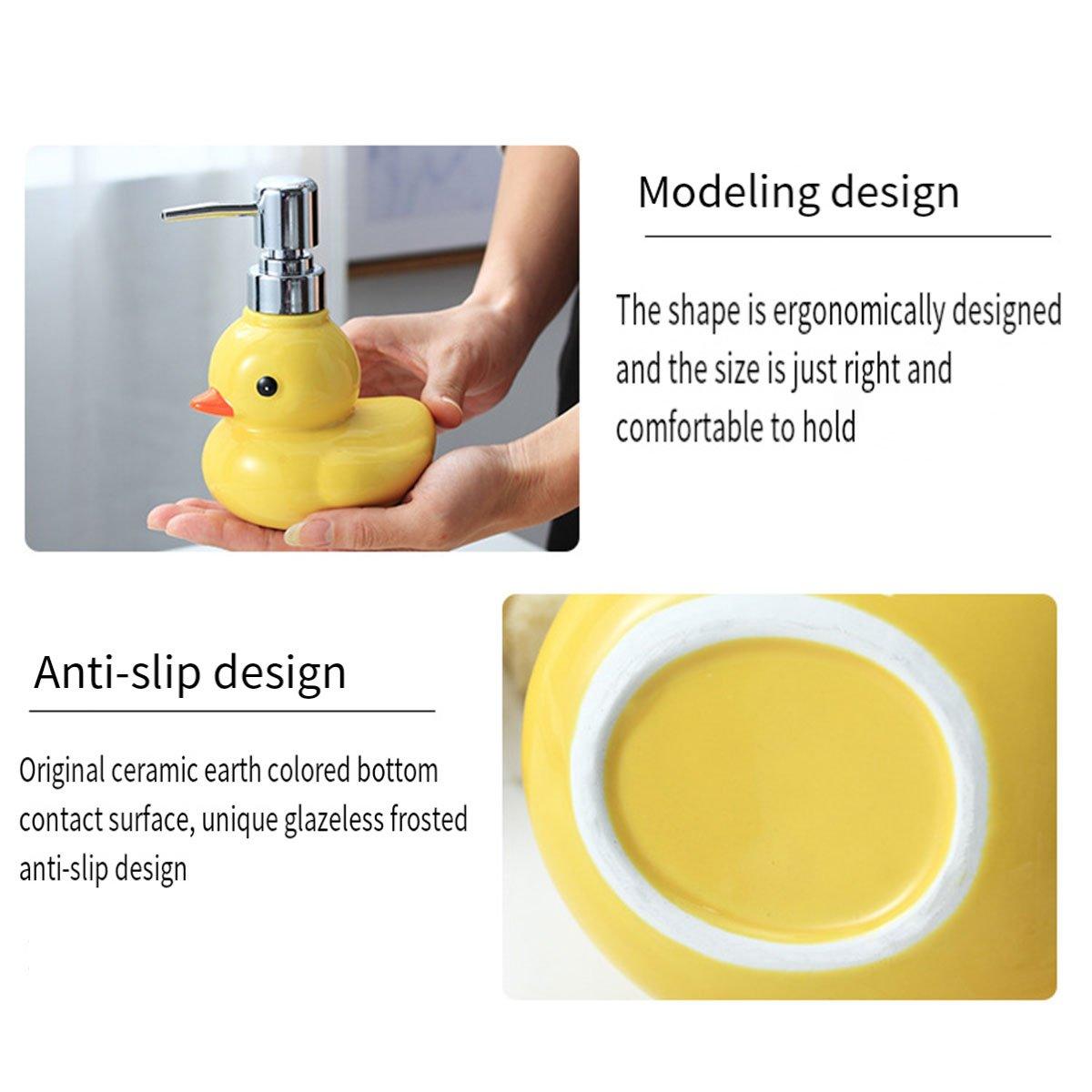 Cartoon Yellow Duck Ceramic Hand Sanitizer Lotion Bottle Press Dispenser Pump 4