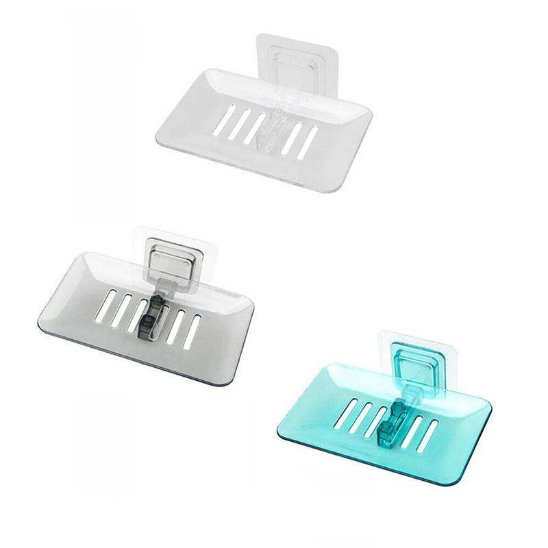 Bathroom Waterfall Tray Holder Soaps Plate Suction Case Containers Dish Storage - White