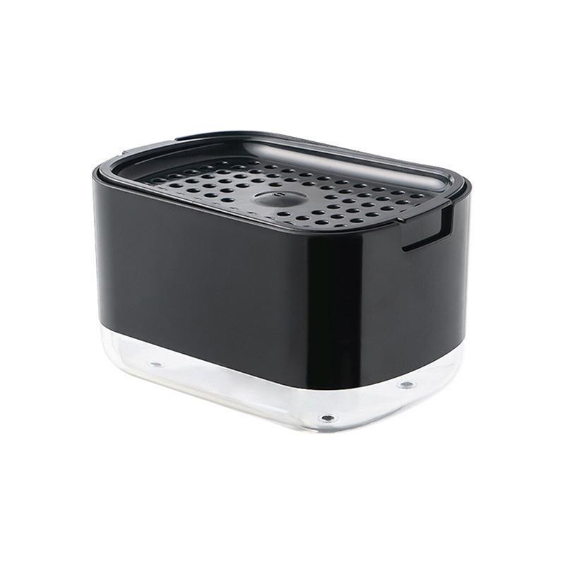 2in1 Soap Dispenser Pump Sponge Holder Countertop Dishwashing Liquid Container - Black 6