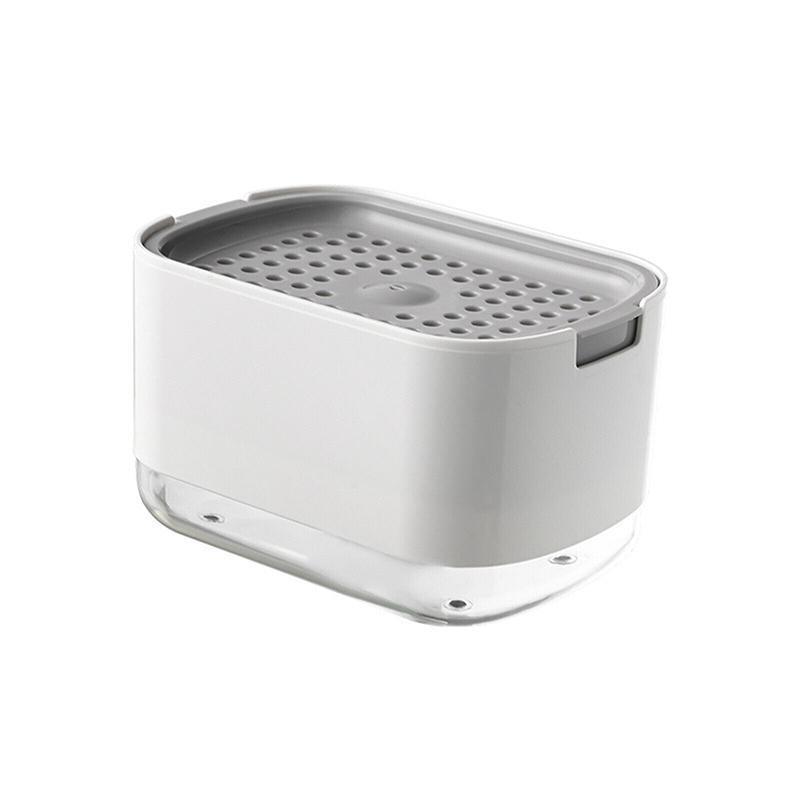 2in1 Soap Dispenser Pump Sponge Holder Countertop Dishwashing Liquid Container - Black 7