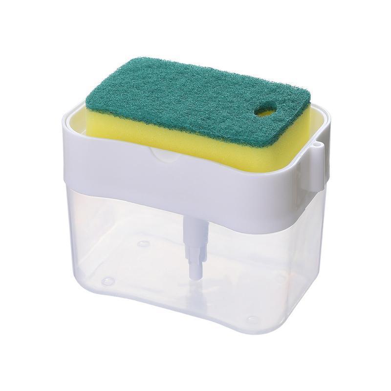 2 In 1 Soap Pump Dispenser Sponge Holder Dish Washing Liquid Container Kitchen - Grey 7