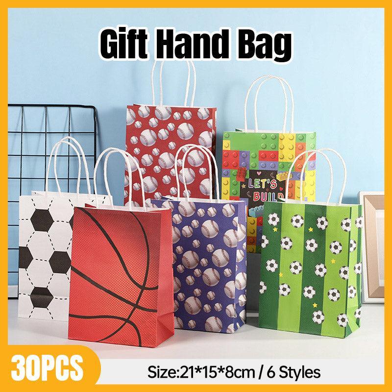 30PCS Fashion Ball Kraft Paper Gift Bag Festivals gift tote bag Party Favor Bag - Soccer-30pcs