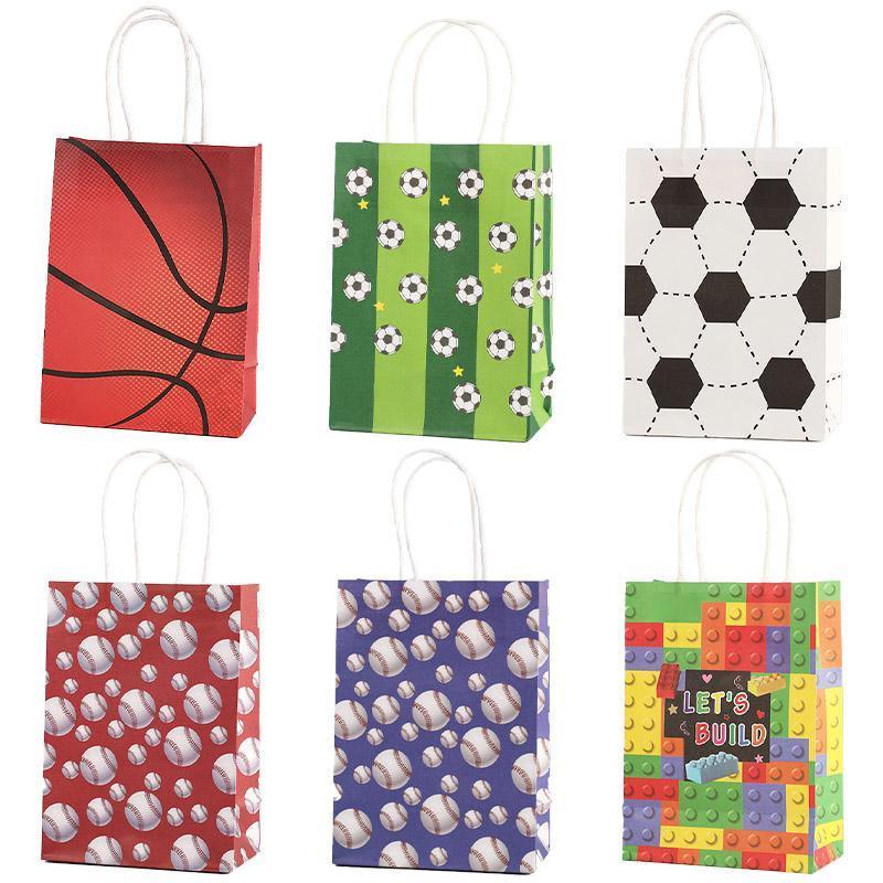 30PCS Fashion Ball Kraft Paper Gift Bag Festivals gift tote bag Party Favor Bag - Soccer-30pcs