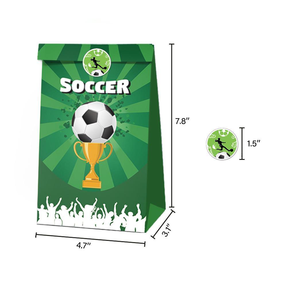 Fashion Football Sport Gift Bags Green Kraft Paper Sticker Set Party Favor Bags - 2sets-LB018 4