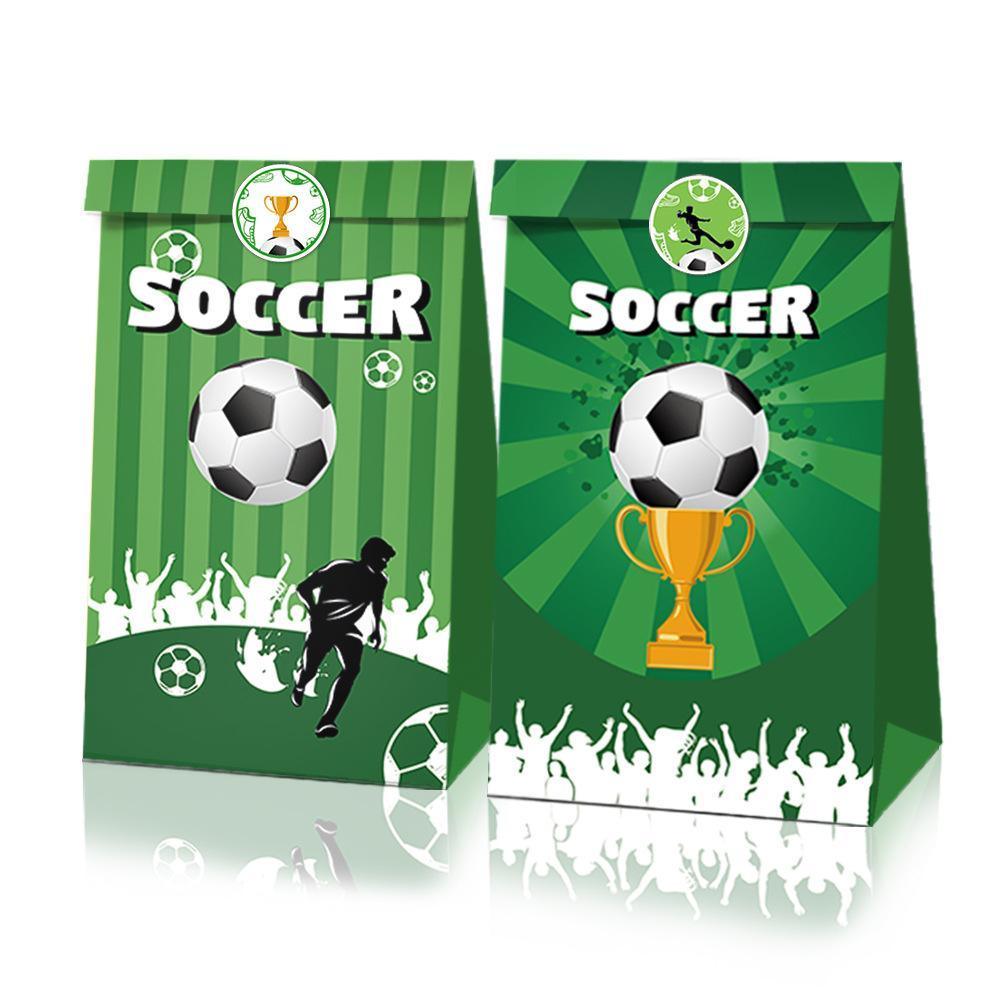 Fashion Football Sport Gift Bags Green Kraft Paper Sticker Set Party Favor Bags - 2sets-LB018 7