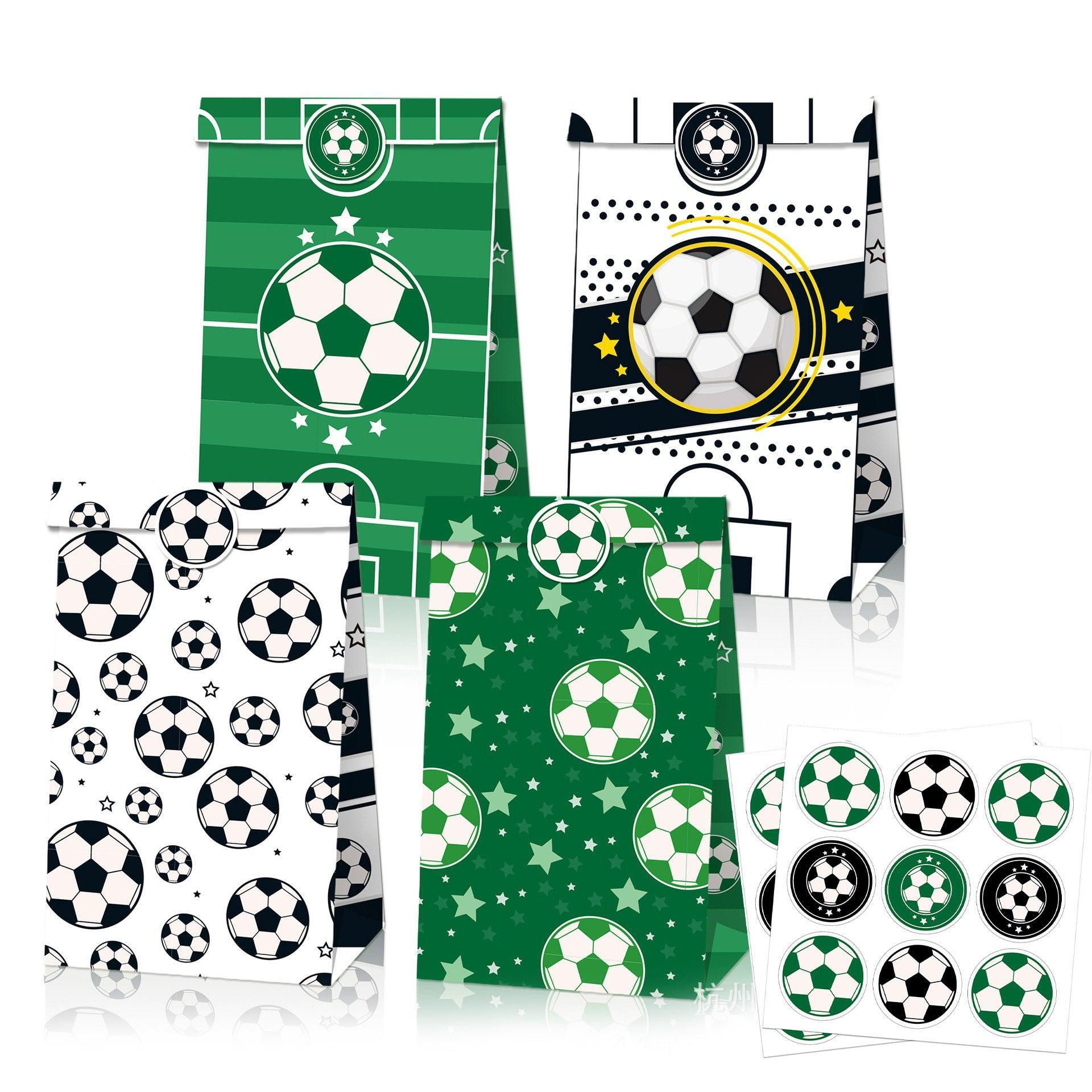 Fashion Football Sport Gift Bags Green Kraft Paper Sticker Set Party Favor Bags - 2sets-LB153 6