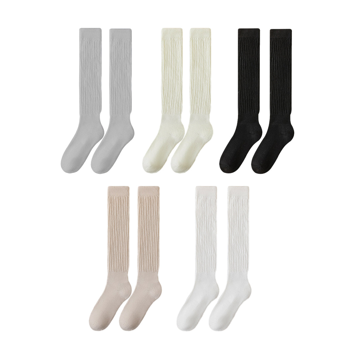 3Pairs Warm Calf Socks Stack Stockings Winter Fall Over Knee High Thick Socks Set - Black