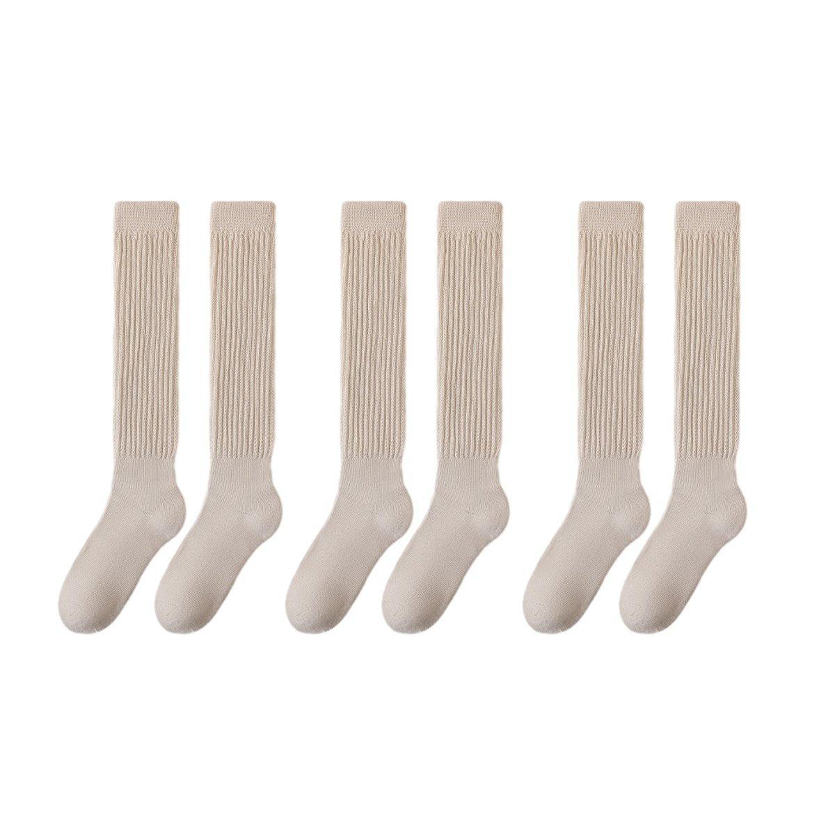 3Pairs Warm Calf Socks Stack Stockings Winter Fall Over Knee High Thick Socks Set - Black 9