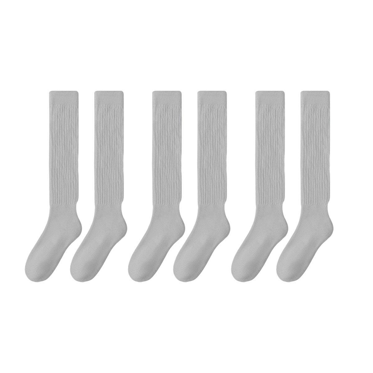 3Pairs Warm Calf Socks Stack Stockings Winter Fall Over Knee High Thick Socks Set - Grey 10