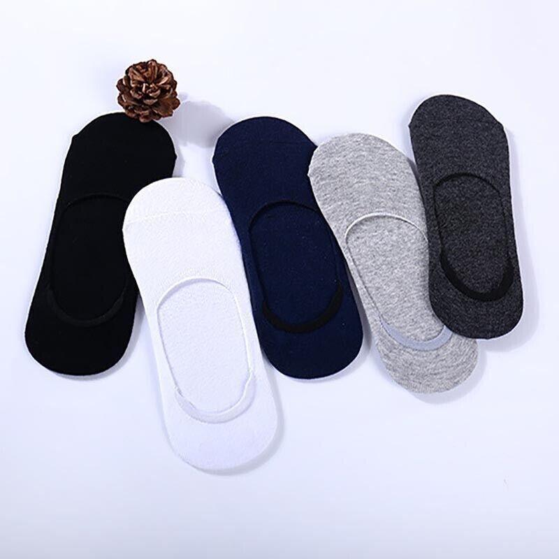 5 Pairs No Show Liner Socks Non Slip Cotton Low Cut Invisible Unisex Footies - White+Light Grey+Dark Grey+Navy*2 5