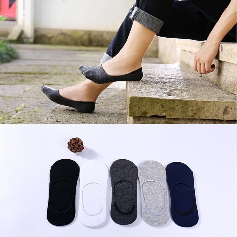 5 Pairs No Show Liner Socks Non Slip Cotton Low Cut Invisible Unisex Footies - Dark Grey 3