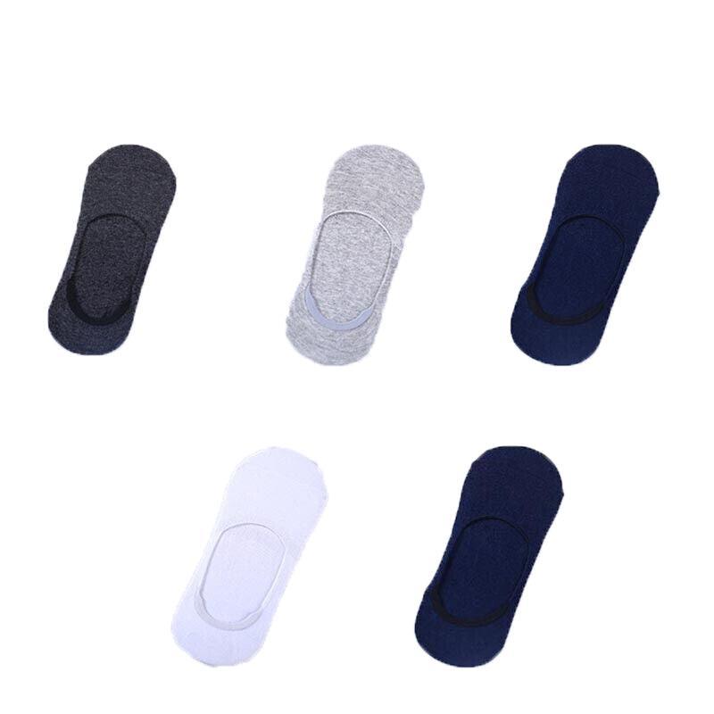 5 Pairs No Show Liner Socks Non Slip Cotton Low Cut Invisible Unisex Footies - Dark Grey 12