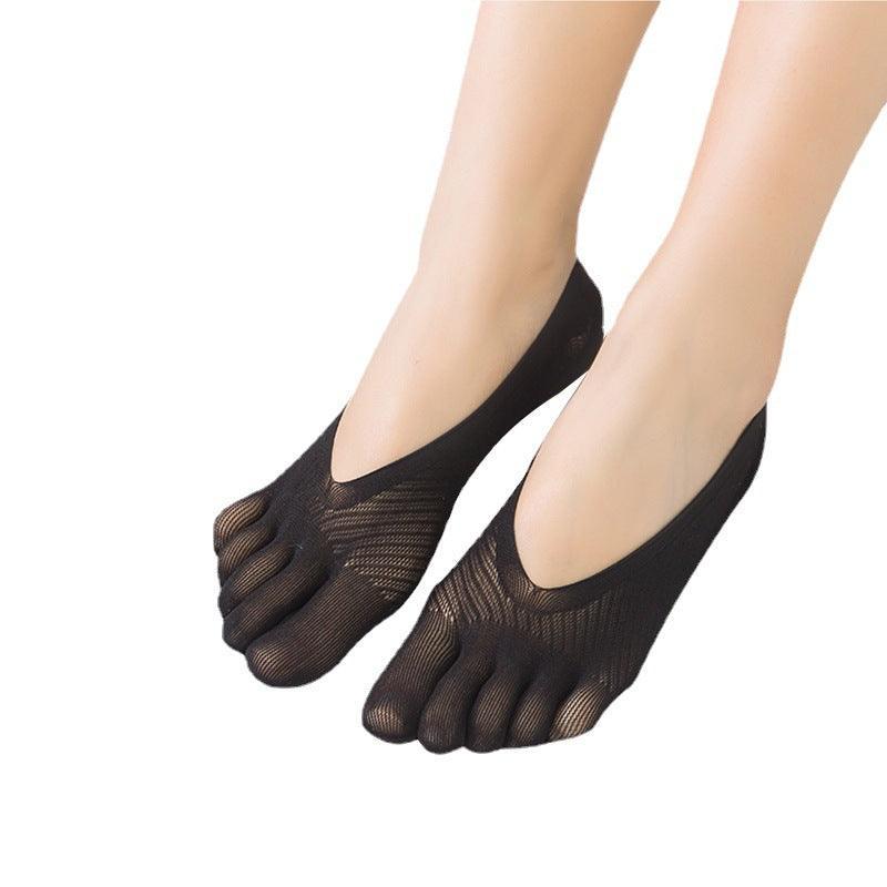 Five Finger Toe Socks Women Invisible Ankle Cut No Show Liner Low Cut Packs - Black 3 Pairs 3