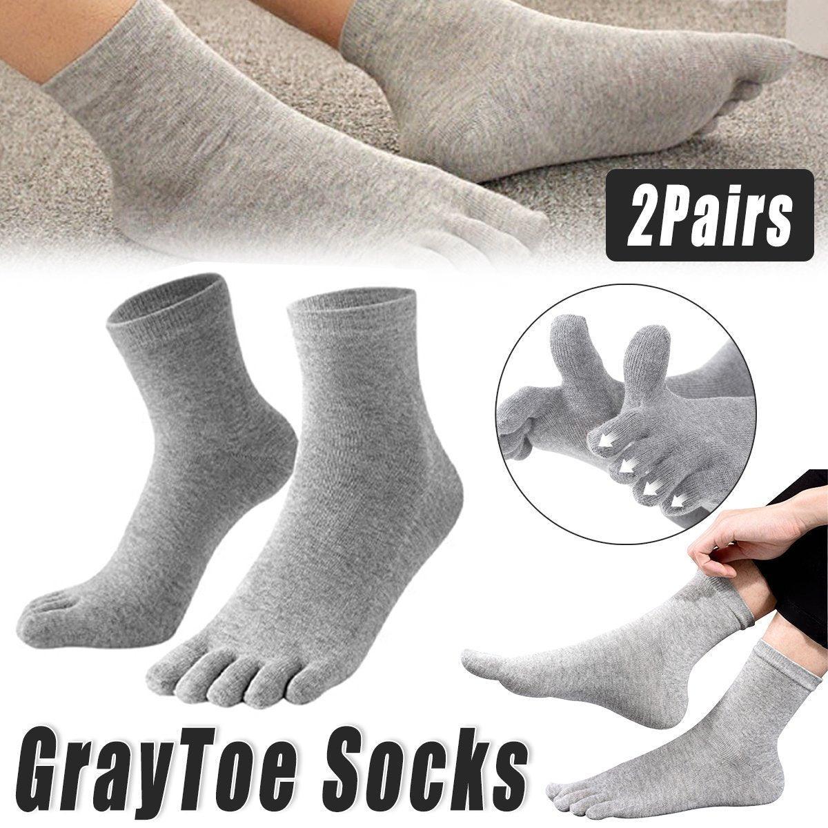 2Pairs Soft Sport Running Five Finger Toe Sock Elastic Short Solid Sock Men Grey