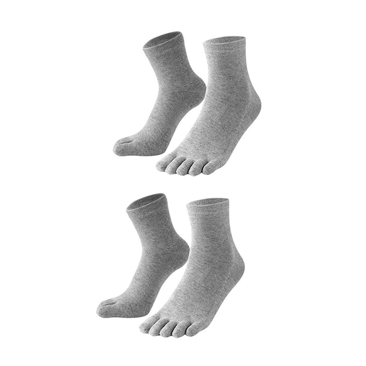 2Pairs Soft Sport Running Five Finger Toe Sock Elastic Short Solid Sock Men Grey