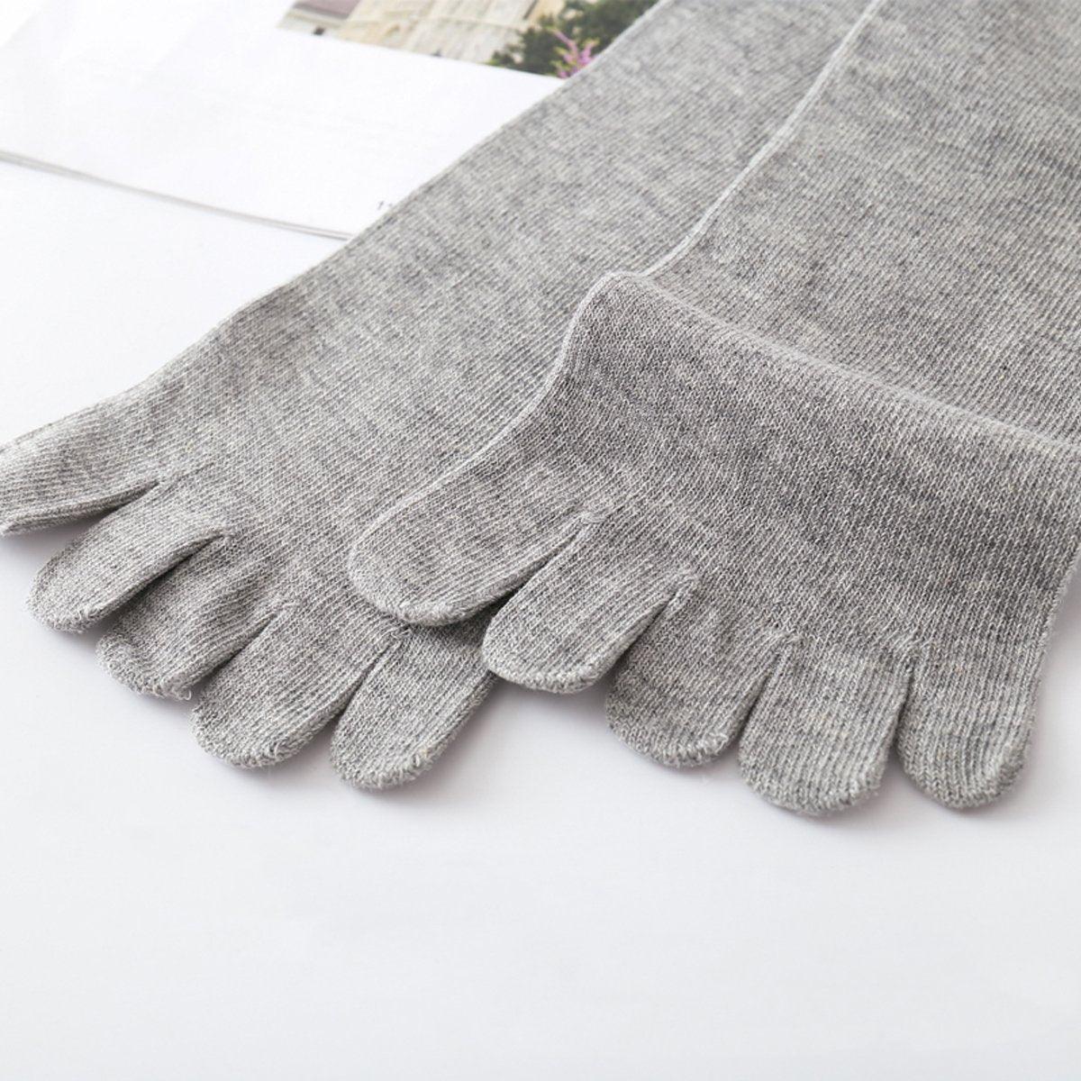 2Pairs Soft Sport Running Five Finger Toe Sock Elastic Short Solid Sock Men Grey 4