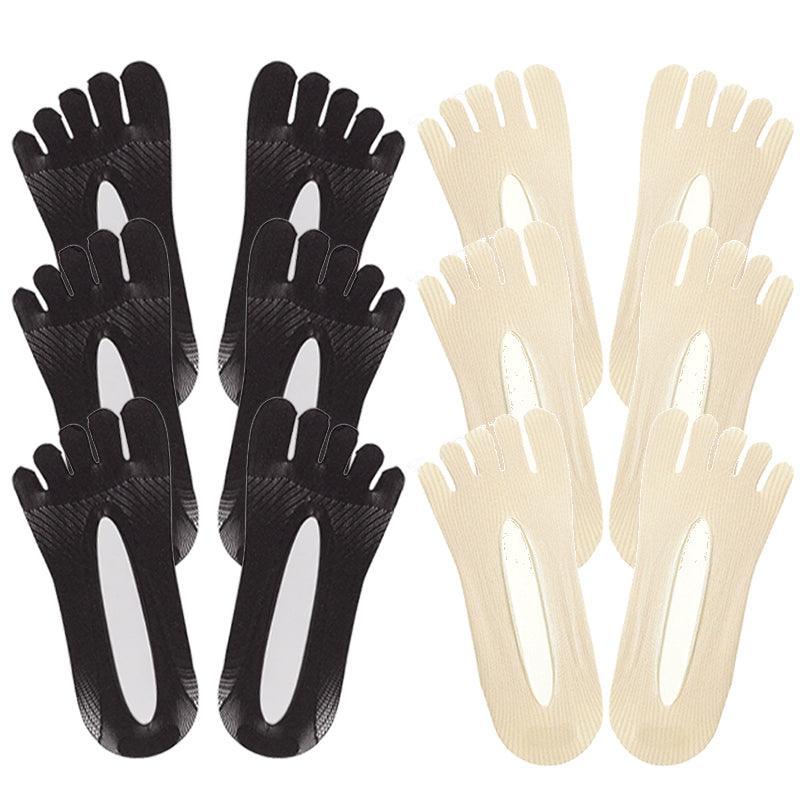 Five Finger Toe Socks Women Invisible Ankle Cut No Show Liner Low Cut Packs - Skin 3 Pairs