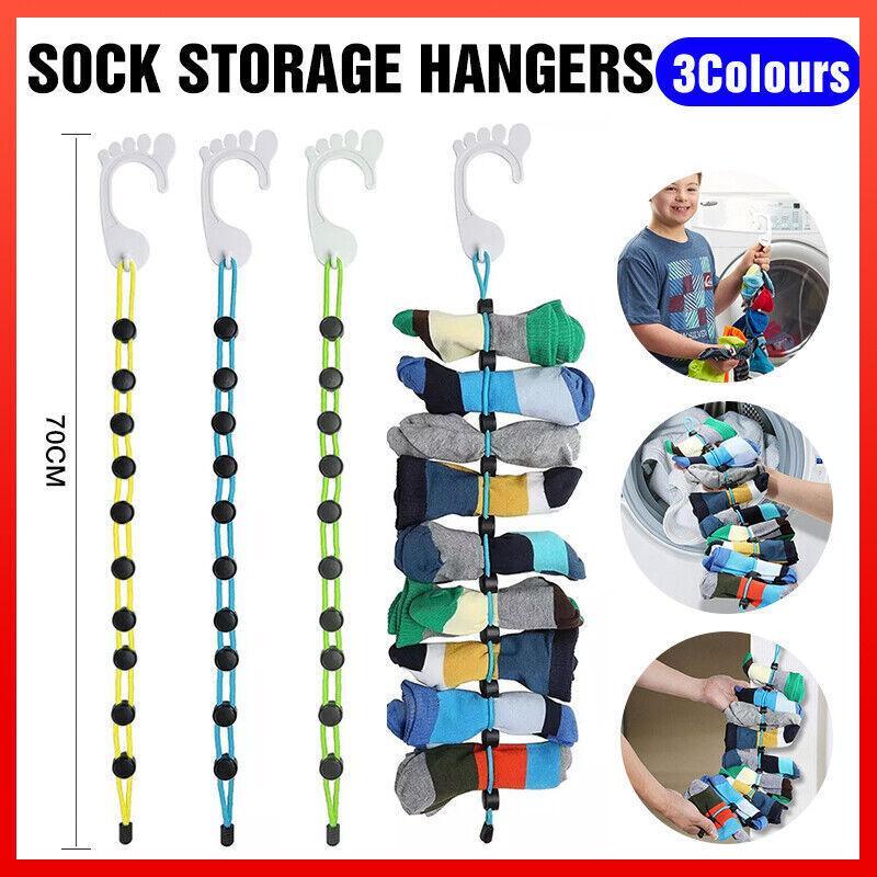 Locks Sock Tidy Clips Rope Storage Hangers Closet Organizer Laundry Helper - Green
