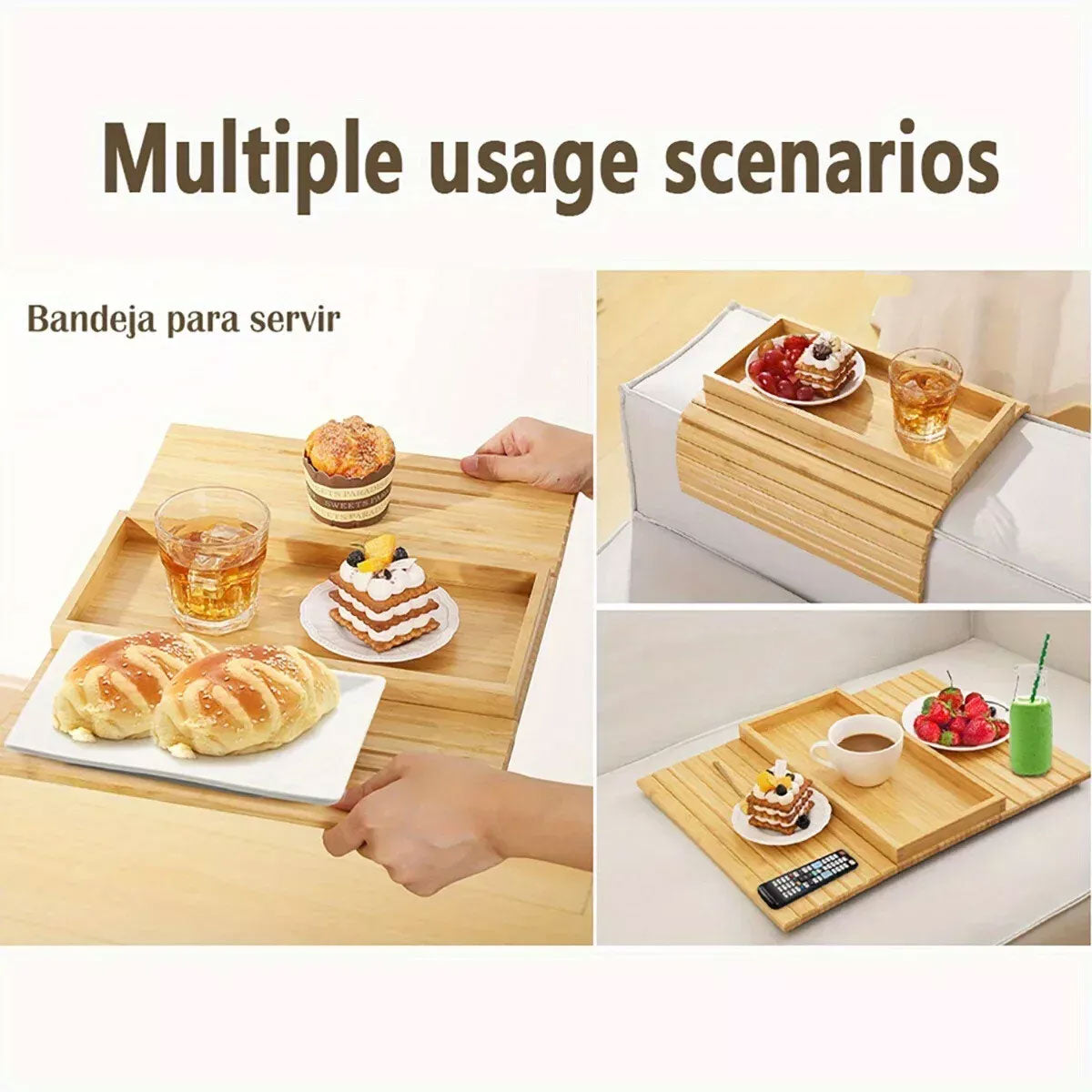 Sofa Armrest Foldable Tray Organizer Dinner Plate Storage Tray Multi-purpose 5