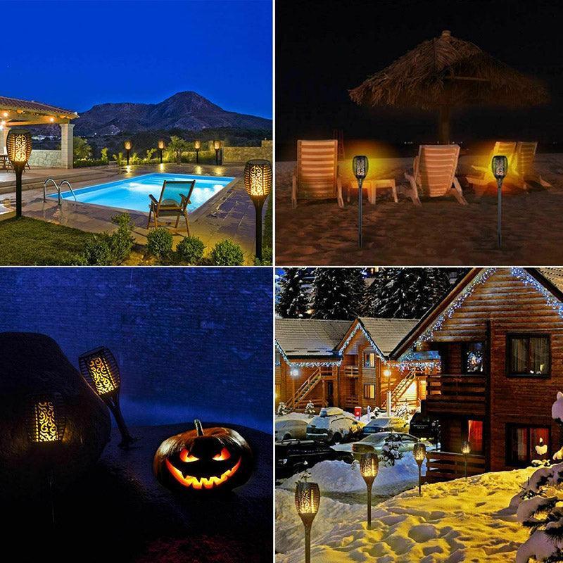 4pcs LED Solar Flickering Flame Torch Lights Outdoor Garden Path Landscape Lamps 5