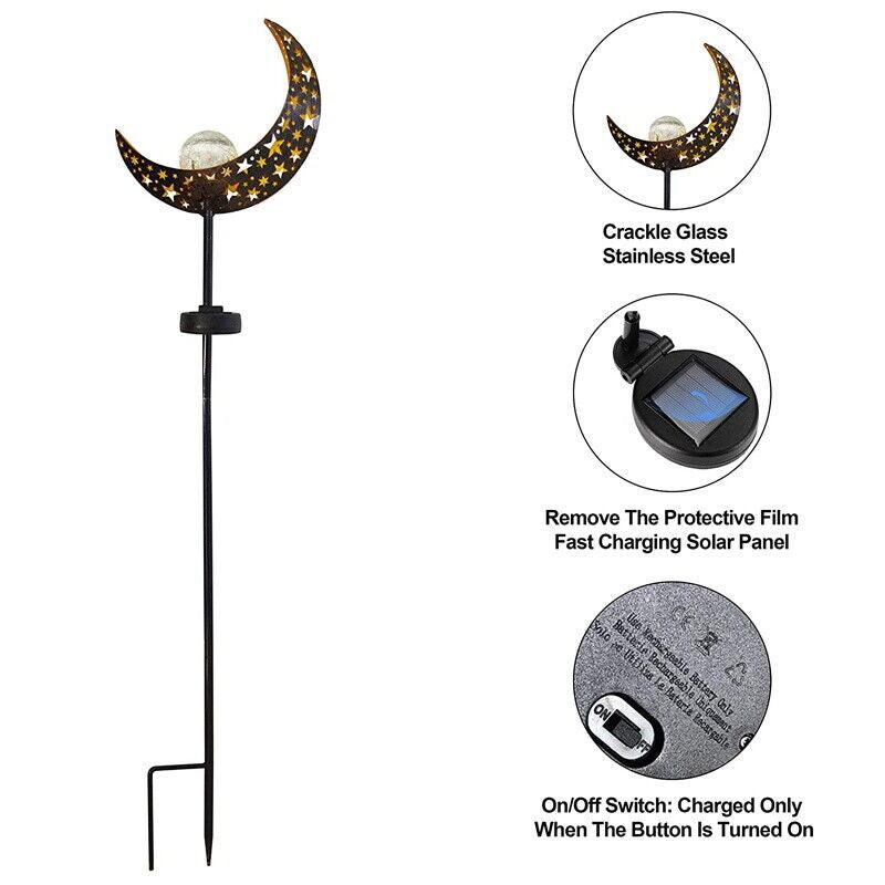 Solar Lights LED Garden Decor Outdoor Path Lights Lawn Light Lantern Lamp - 1X Moon 4