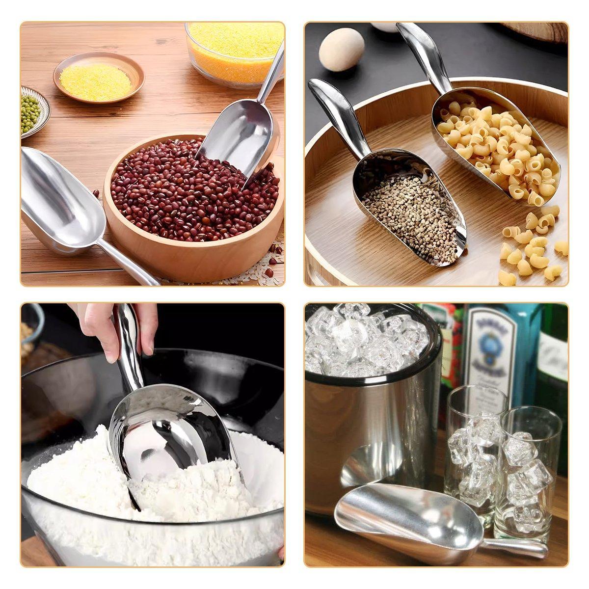 4 Sizes Aluminum Alloy Ice Shovel Flour Rice Scoop Multipurpose Kitchen Tool - M 5