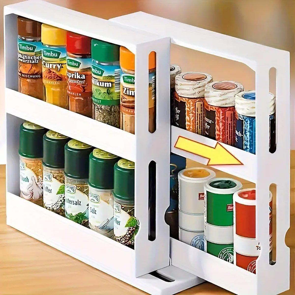 Rotating Spice Rack Kitchen Organizer Food Storage Rack Spice Organizer Stand 4