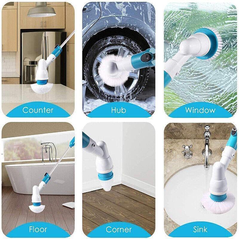 Electric Cordless Chargeable Spin Scrubber Turbo Scrub Cleaning Brush Bathroom 3