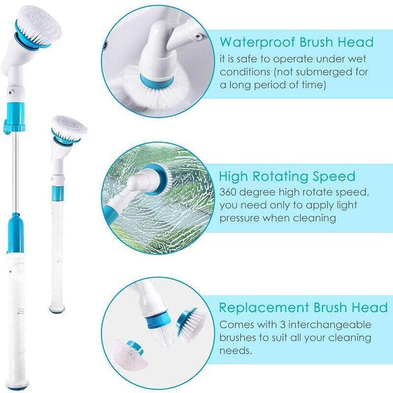 Electric Cordless Chargeable Spin Scrubber Turbo Scrub Cleaning Brush Bathroom 4