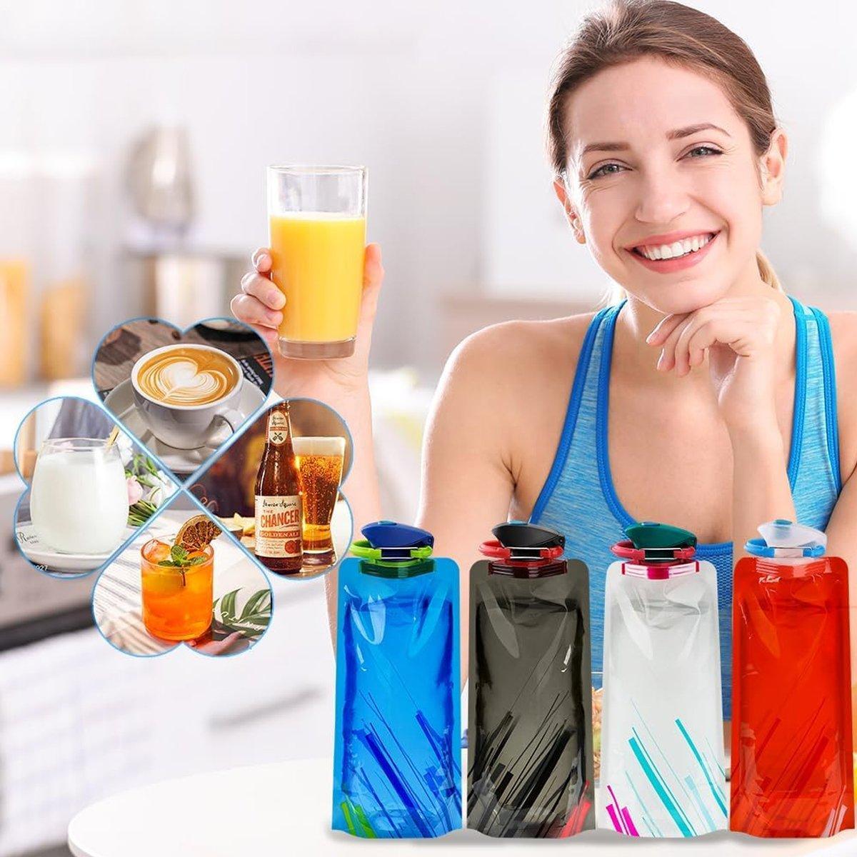 4PCS Portable 700ML Folding Water Storage Bag PE for Riding Sports Hiking Kettle 3