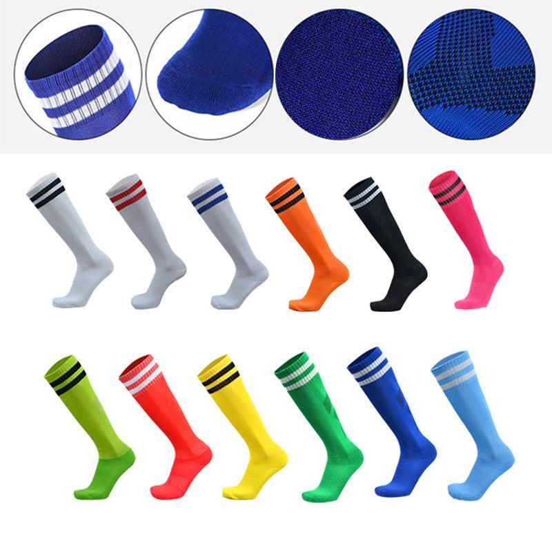 Mens Womens Sports Breathable Tube Long High Socks Knee Warm Casual Footy Soccer - Dark Blue 5