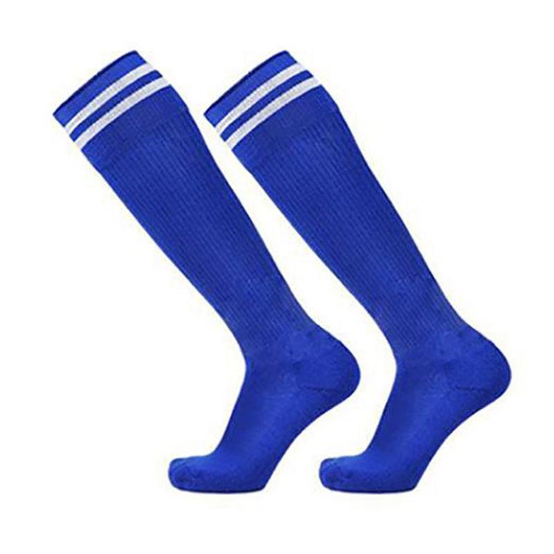 Mens Womens Sports Breathable Tube Long High Socks Knee Warm Casual Footy Soccer - Dark Blue 9