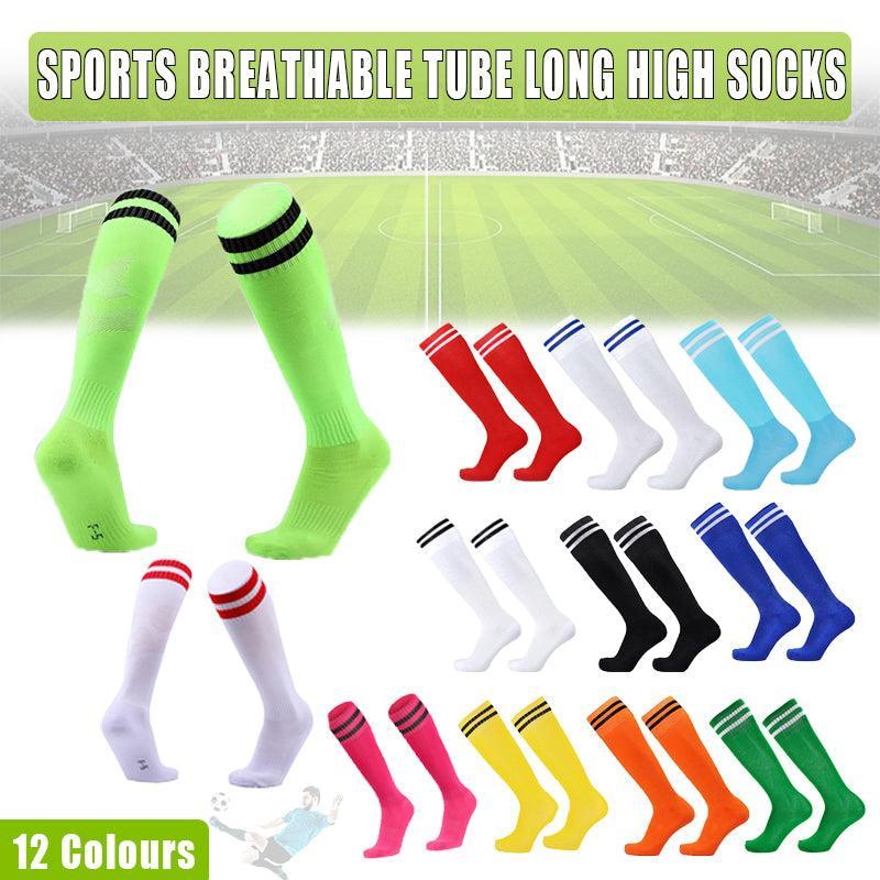Mens Womens Sports Breathable Tube Long High Socks Knee Warm Casual Footy Soccer - Orange