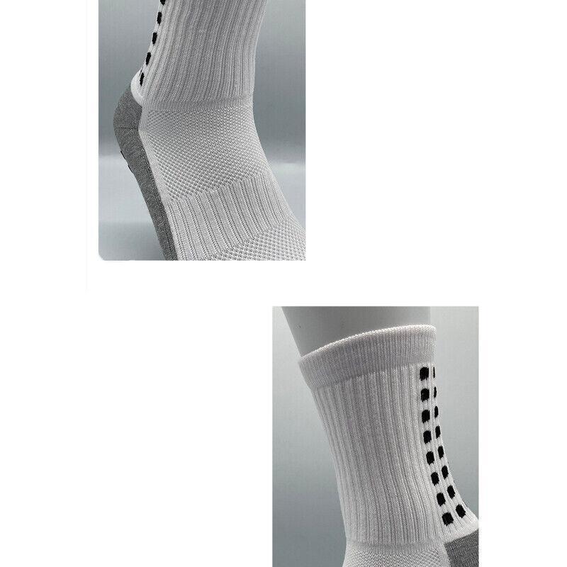 Anti-Slip Sports Socks with PVC Grip Dots for Soccer Basketball and Training Use - White 3