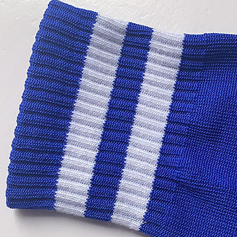 Mens Womens Sports Breathable Tube Long High Socks Knee Warm Casual Footy Soccer - White+Red 3