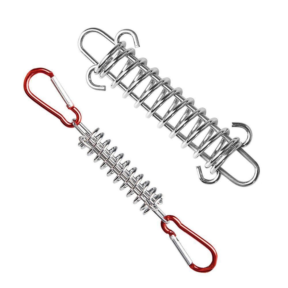 1-15PCS Outdoor Camping Tent Spring Wind Rope Buckle Fix Hook Buckles Silver Red - 1pair