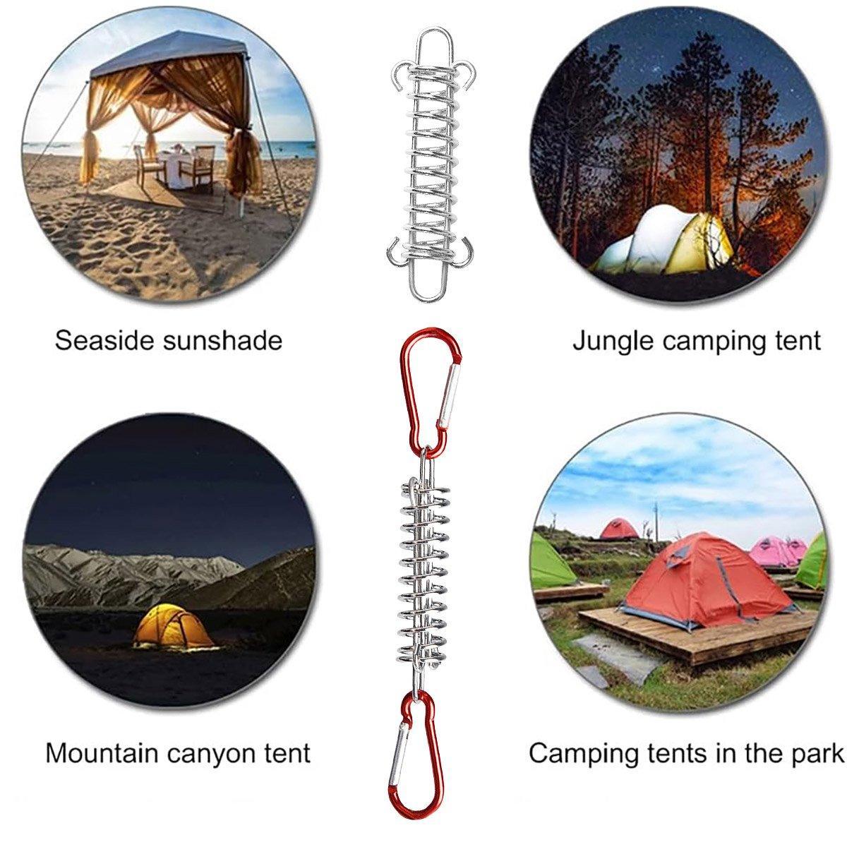 1-15PCS Outdoor Camping Tent Spring Wind Rope Buckle Fix Hook Buckles Silver Red - 5pair 4