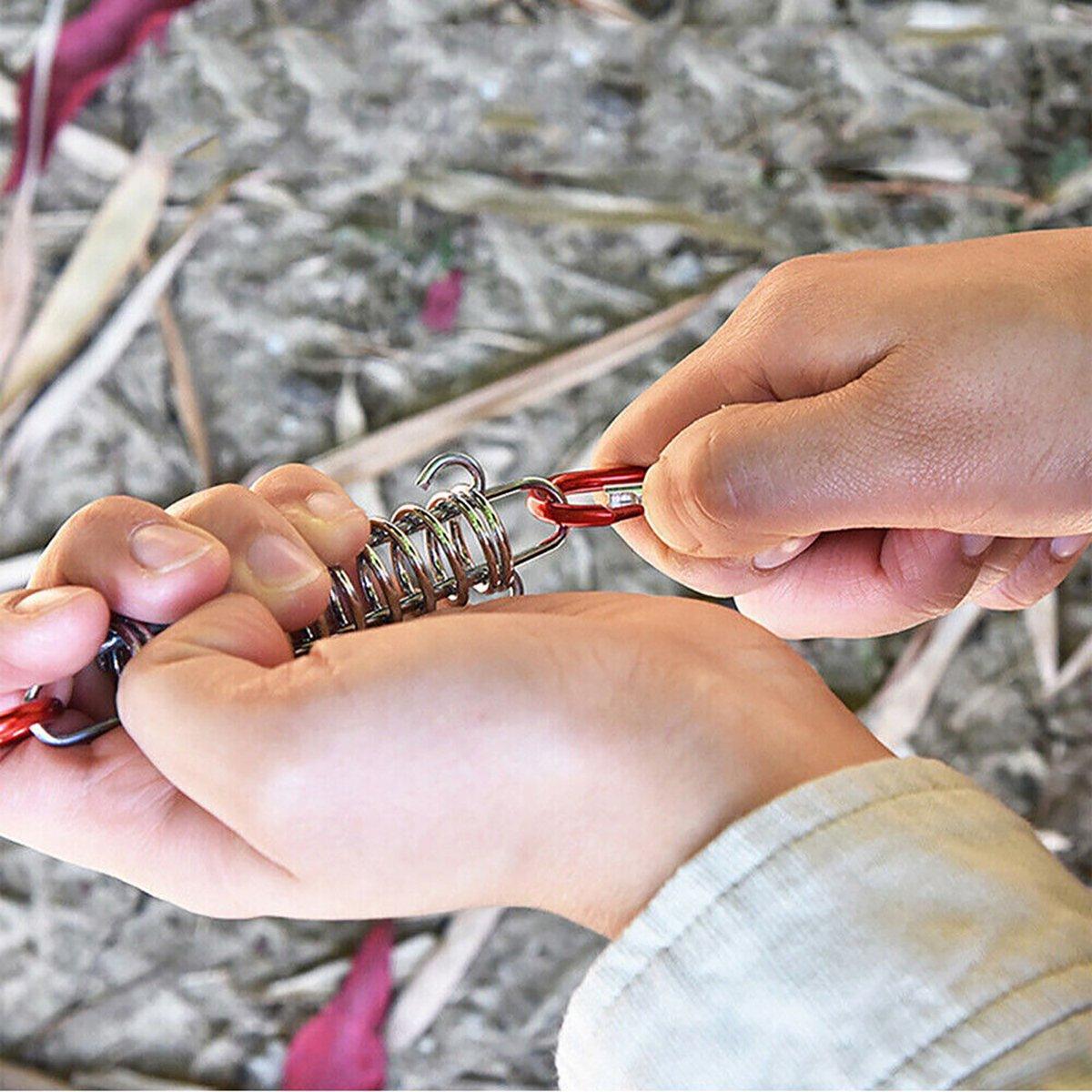 1-15PCS Outdoor Camping Tent Spring Wind Rope Buckle Fix Hook Buckles Silver Red - 5pcs 5