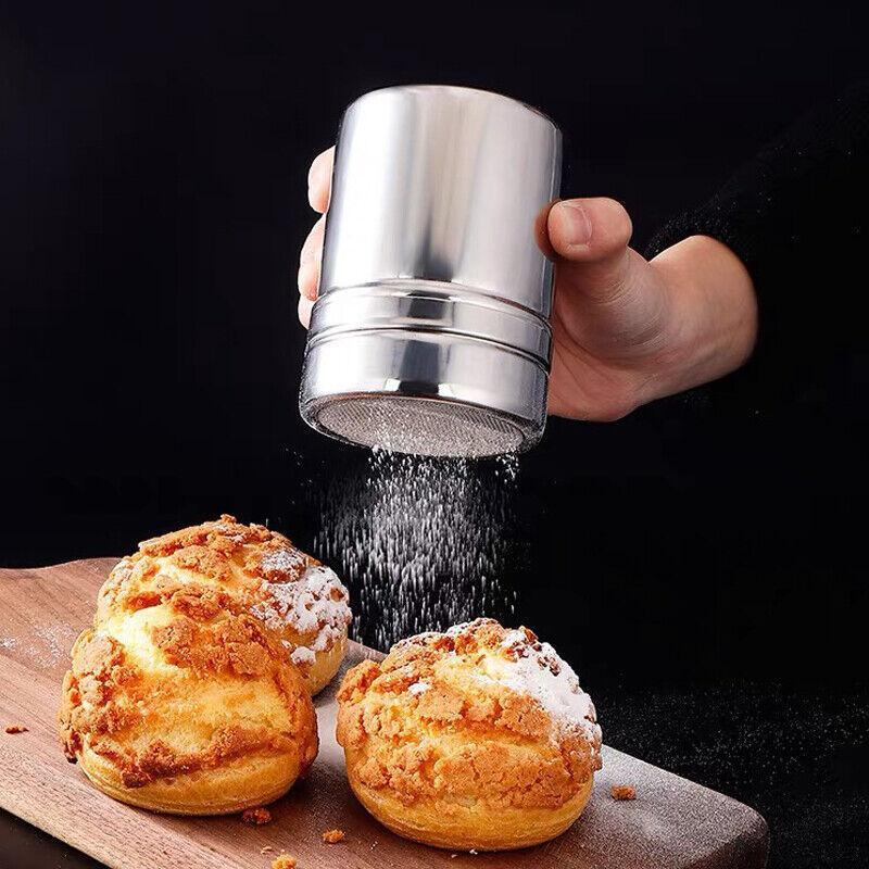 Stainless Steel Icing Sugar Cocoa Coffee Shaker Flour Duster Chocolate Powder 3