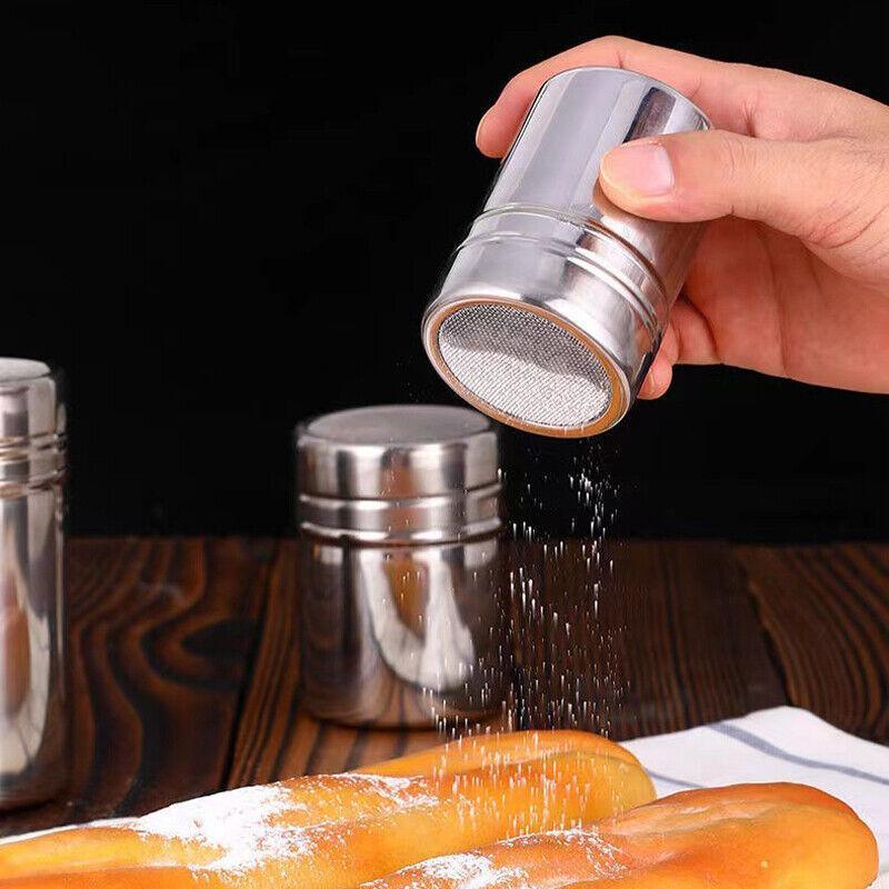 Stainless Steel Icing Sugar Cocoa Coffee Shaker Flour Duster Chocolate Powder 4