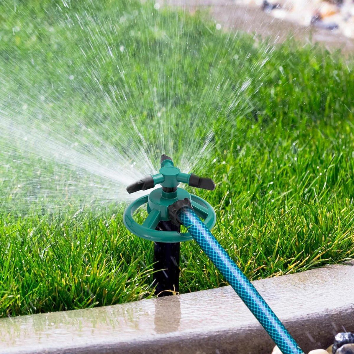 Small Disc Sprinkler 360 Degree Rotating Garden Sprayer Three Prong Spray Water - Blue 4