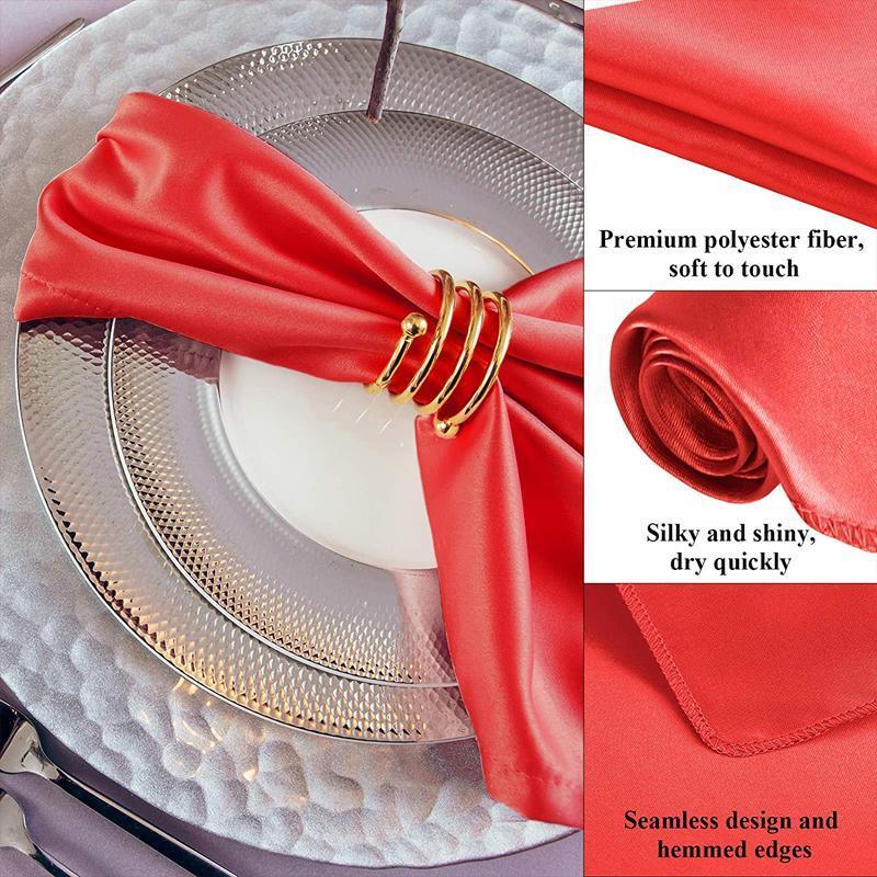 50PCS Polyester Plain Fabric Cotton Napkins For Wedding Cloth pc Table Dinner - Red 4