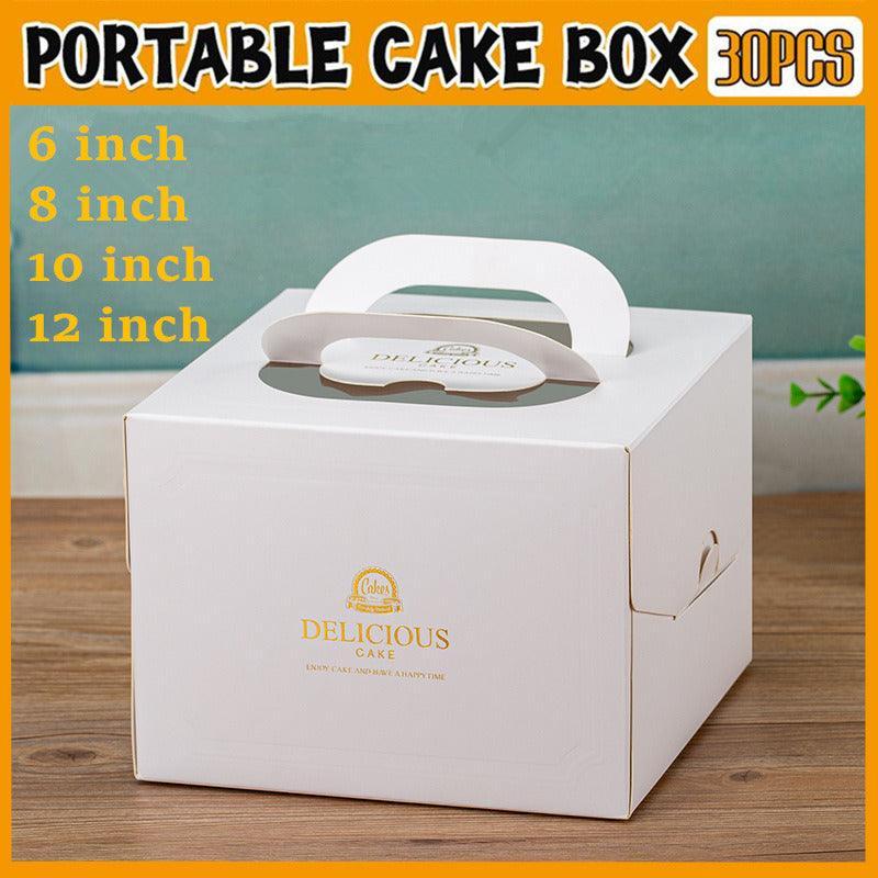 30PCS White Portable Cake Boxes Display Window Packing Case Party with Handle Birthday - 12 inch
