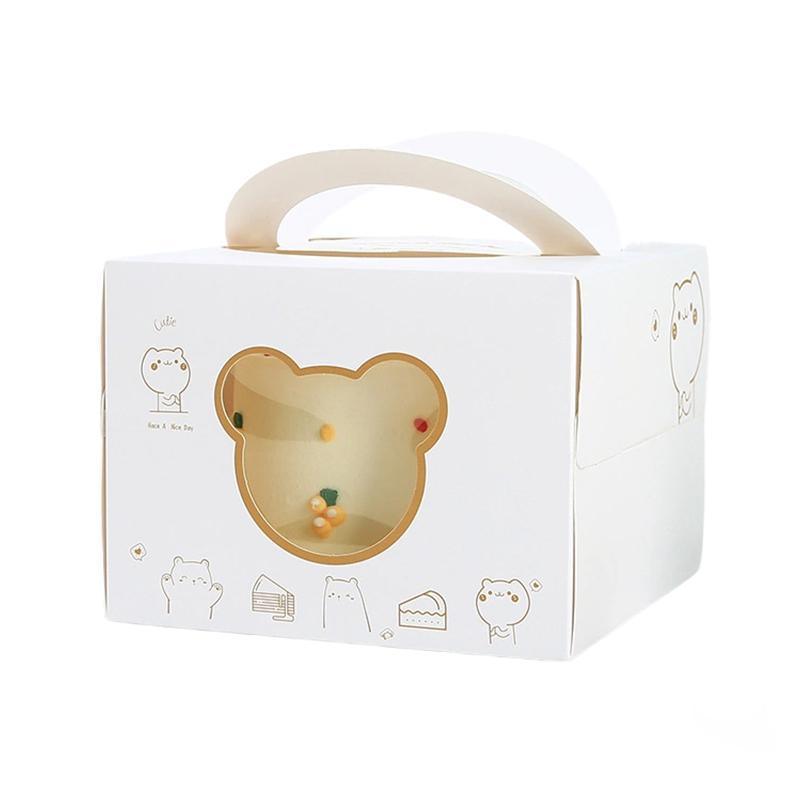 30PCS Bear Portable Cake Boxes Display Window Packing Case Party with Handle Birthday - 4 inch 7