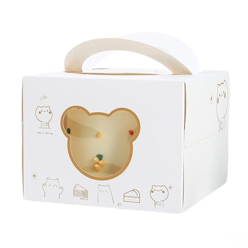 30PCS Bear Portable Cake Boxes Display Window Packing Case Party with Handle Birthday - 4 inch 8