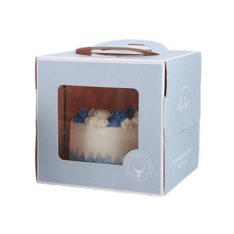 30PCS Grey Portable Cake Boxes Display Window Packing Case with Handle Birthday - 6 inch 9