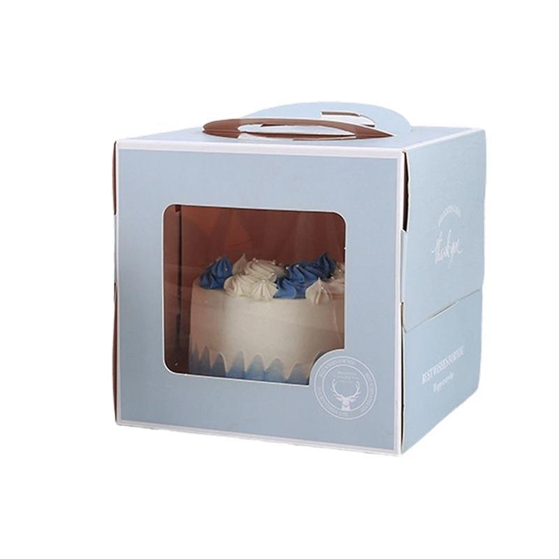 30PCS Grey Portable Cake Boxes Display Window Packing Case with Handle Birthday - 8 inch 7
