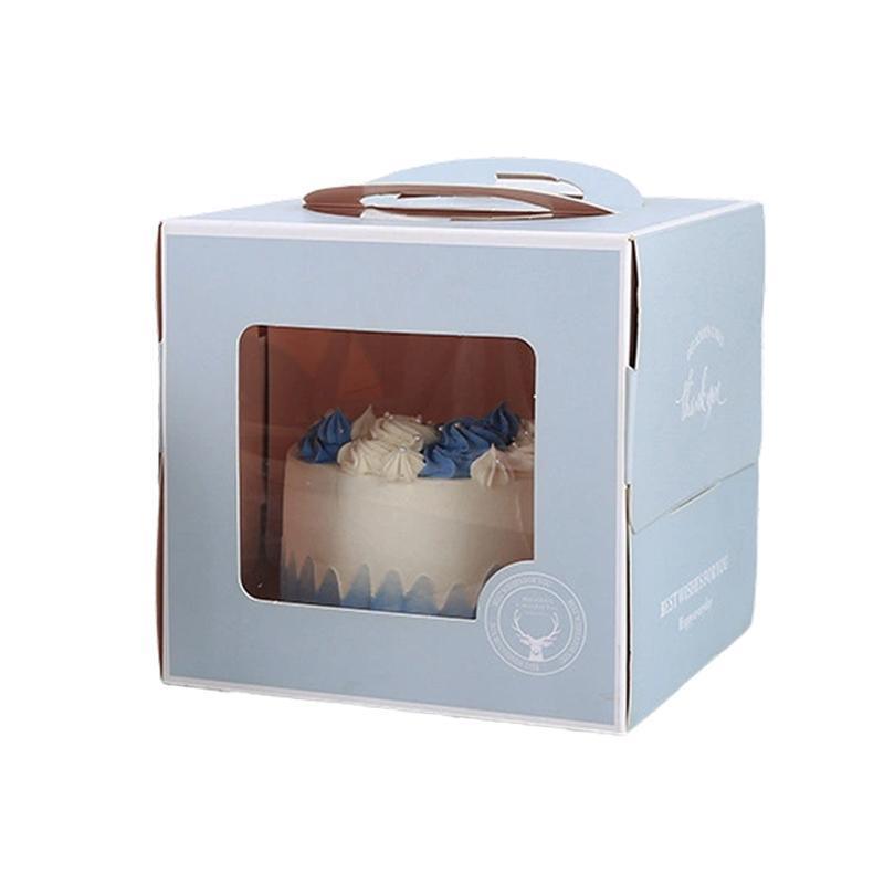 30PCS Grey Portable Cake Boxes Display Window Packing Case with Handle Birthday - 8 inch 8